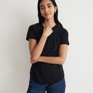 Madewell:  Whisper Crew Neck Tee, Size L, Black